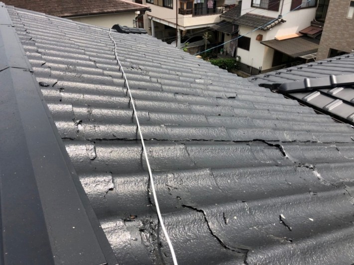 屋根に登って確認