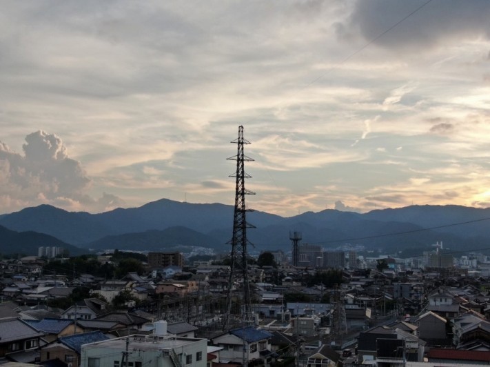 ドローンから見た夕日