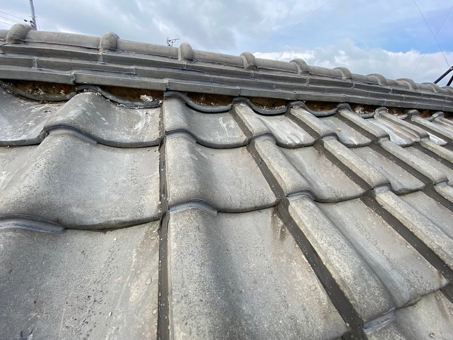 既存漆喰の撤去と清掃（写真6）