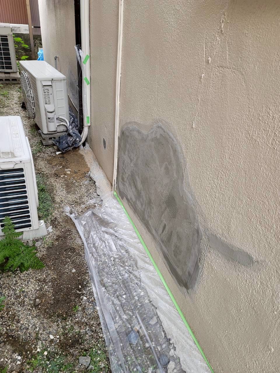 外壁補修後の塗装準備