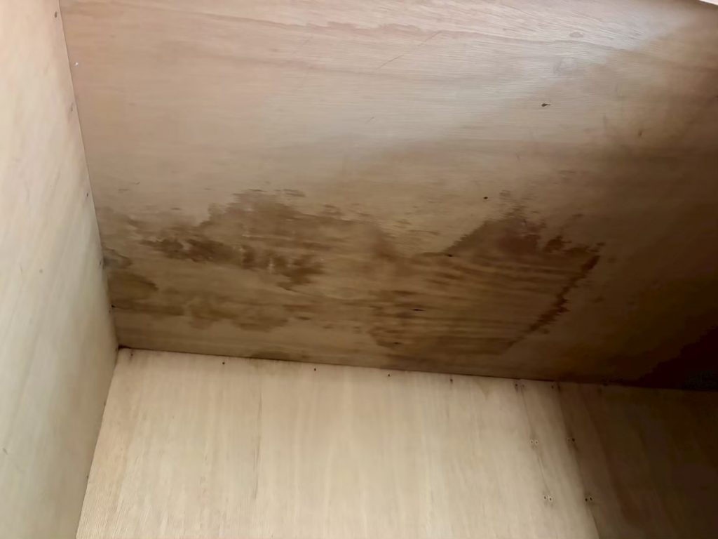天井裏下地の雨染み