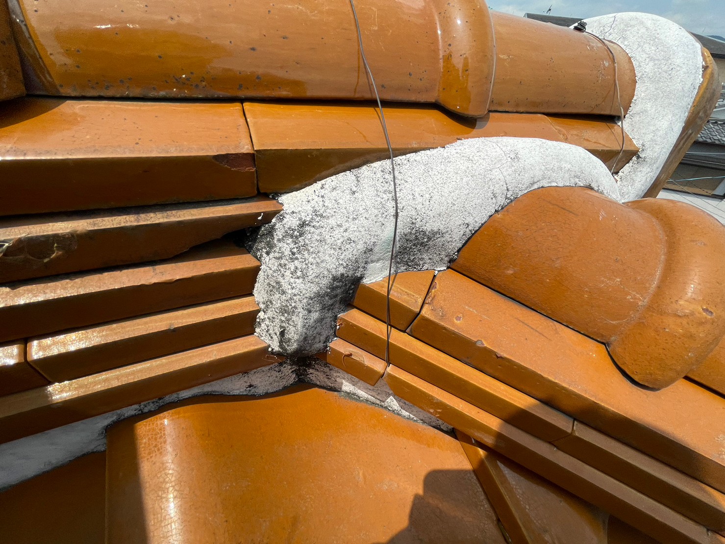 棟周りの漆喰崩れ