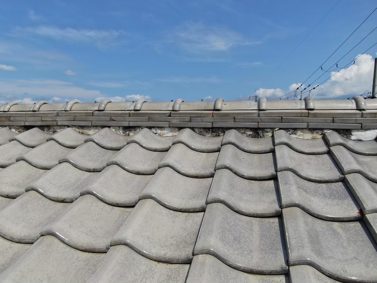 土の露出が顕著な棟部分