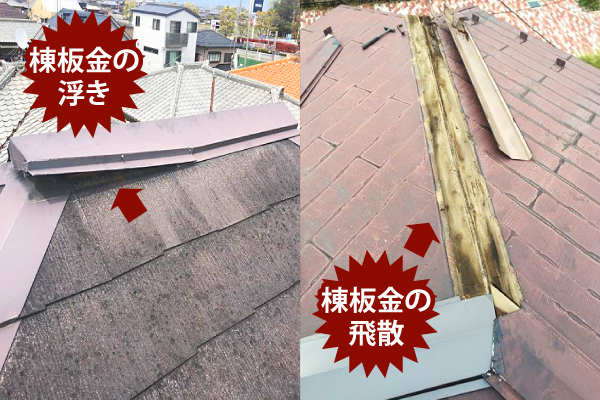 棟板金の浮きや飛散